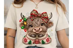Christmas Highland Cow PNG Sublimation D Product Image 2
