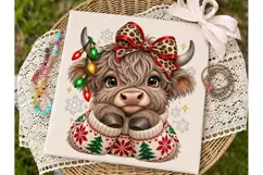 Christmas Highland Cow PNG Sublimation D Product Image 3