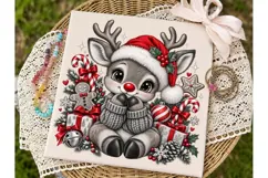 Cute Reindeer Christmas PNG Sublimation Product Image 3