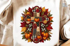 Fall Cross Pumpkin PNG Sublimation Desig Product Image 4