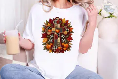 Fall Cross Pumpkin PNG Sublimation Desig Product Image 1