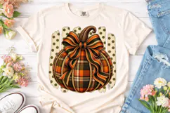 Plaid Pumpkin Bow PNG Sublimation Design Product Image 2