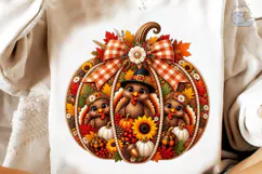 Thanksgiving Pumpkin Turkeys PNG Sublima Product Image 3