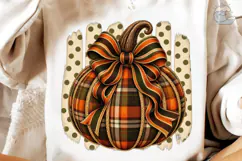 Plaid Pumpkin Bow PNG Sublimation Design Product Image 3