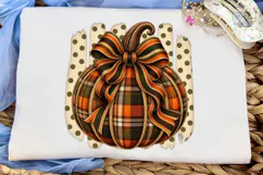 Plaid Pumpkin Bow PNG Sublimation Design Product Image 5