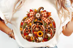 Thanksgiving Pumpkin Turkeys PNG Sublima Product Image 5