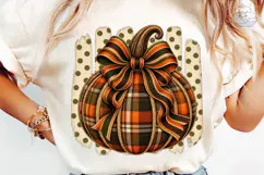 Plaid Pumpkin Bow PNG Sublimation Design Product Image 6