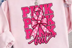 Pink Ribbon Bow PNG Sublimation Shirt De Product Image 3