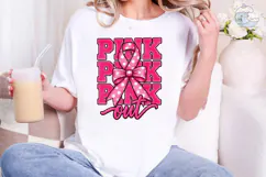 Pink Ribbon Bow PNG Sublimation Shirt De Product Image 1