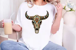 Western Bull Skull PNG Sublimation Shirt Product Image 4