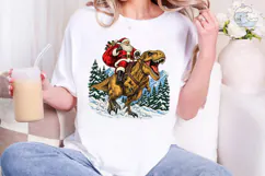 Santa T-Rex PNG Sublimation Design Product Image 1