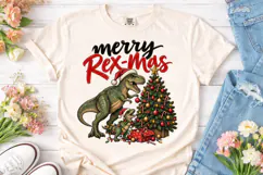 Merry Rex-Mas Dinosaur PNG Shirt Design Product Image 2