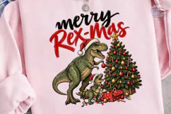 Merry Rex-Mas Dinosaur PNG Shirt Design Product Image 1