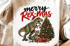 Merry Rex-Mas Dinosaur PNG Shirt Design Product Image 3