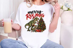 Merry Rex-Mas Dinosaur PNG Shirt Design Product Image 4