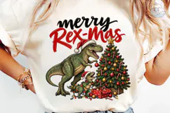 Merry Rex-Mas Dinosaur PNG Shirt Design Product Image 6