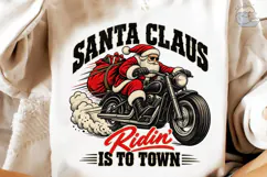Santa Claus Riding Motorcycle PNG Shirt Product Image 4
