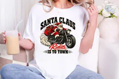 Santa Claus Riding Motorcycle PNG Shirt Product Image 1