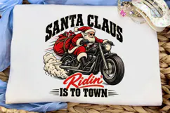 Santa Claus Riding Motorcycle PNG Shirt Product Image 5