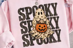Spooky Ghost Pumpkin PNG Sublimation Shi Product Image 1