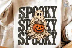 Spooky Ghost Pumpkin PNG Sublimation Shi Product Image 3