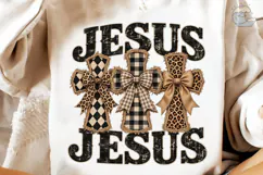 Jesus Crosses Leopard Bow PNG Shirt Desi Product Image 3