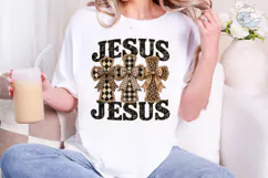 Jesus Crosses Leopard Bow PNG Shirt Desi Product Image 4