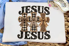 Jesus Crosses Leopard Bow PNG Shirt Desi Product Image 5