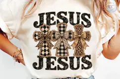 Jesus Crosses Leopard Bow PNG Shirt Desi Product Image 6