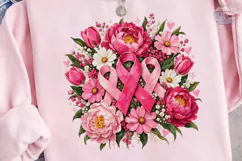 Pink Ribbon Flowers PNG Sublimation Shir Product Image 2