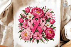 Pink Ribbon Flowers PNG Sublimation Shir Product Image 3