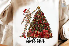 Well Shit Skeleton Christmas PNG Shirt Product Image 3