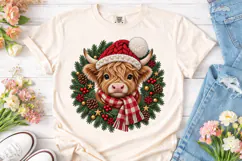 Christmas Highland Cow PNG Sublimation Product Image 2