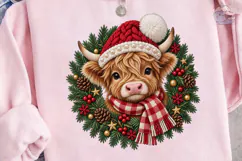 Christmas Highland Cow PNG Sublimation Product Image 3