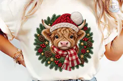 Christmas Highland Cow PNG Sublimation Product Image 6