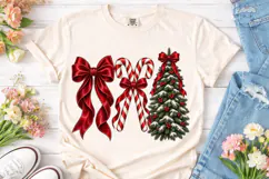 Christmas Bow Candy Cane Tree PNG Sublim Product Image 2