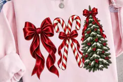 Christmas Bow Candy Cane Tree PNG Sublim Product Image 3