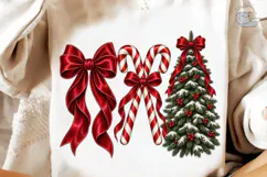 Christmas Bow Candy Cane Tree PNG Sublim Product Image 4