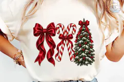 Christmas Bow Candy Cane Tree PNG Sublim Product Image 6