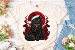 Christmas Black Cat PNG Sublimation Desi Product Image 2