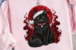 Christmas Black Cat PNG Sublimation Desi Product Image 3