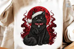 Christmas Black Cat PNG Sublimation Desi Product Image 4