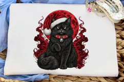 Christmas Black Cat PNG Sublimation Desi Product Image 5