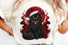 Christmas Black Cat PNG Sublimation Desi Product Image 6