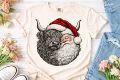 Santa Highland Cow PNG Sublimation Desig Product Image 2