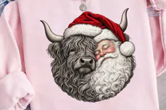 Santa Highland Cow PNG Sublimation Desig Product Image 3
