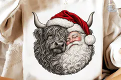 Santa Highland Cow PNG Sublimation Desig Product Image 4