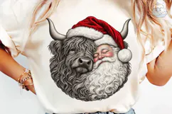 Santa Highland Cow PNG Sublimation Desig Product Image 6