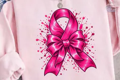 Pink Ribbon Bow Splash PNG Sublimation Product Image 3