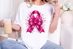 Pink Ribbon Bow Splash PNG Sublimation Product Image 1